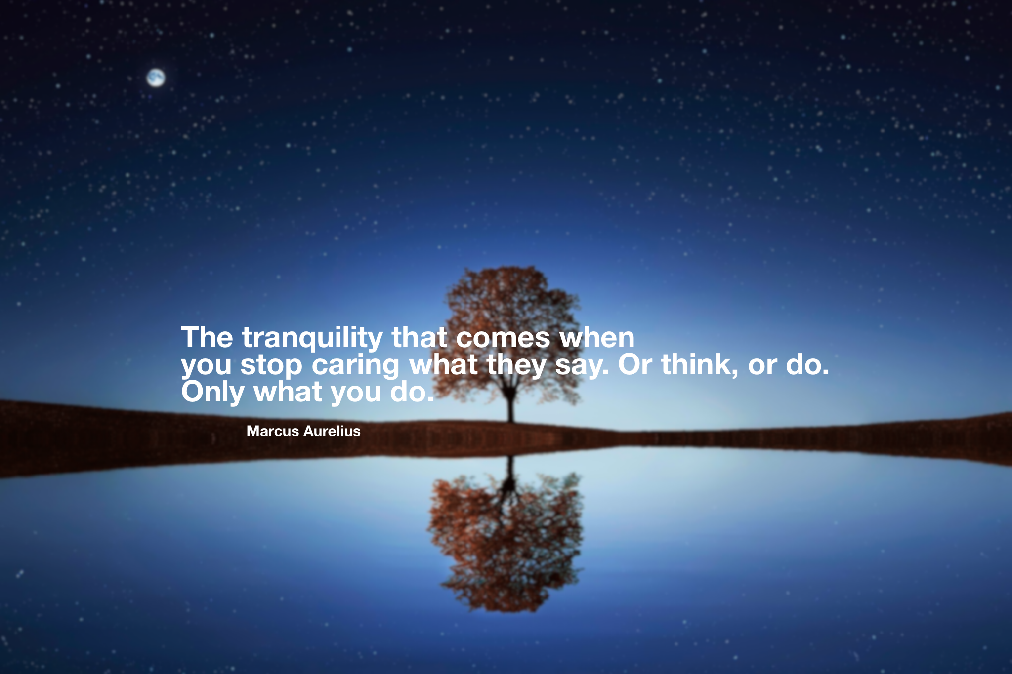 “The tranquility that comes when you stop caring what they say. Or think, or do. Only what you do.” – Marcus Aurelius