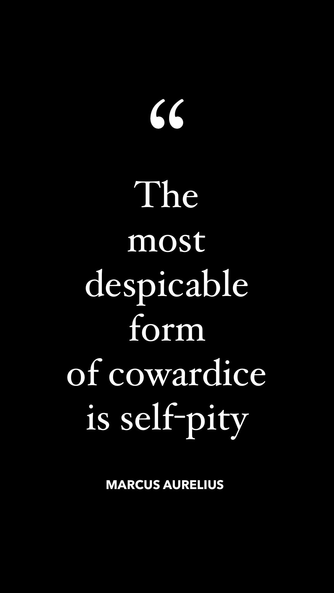 “The most despicable form of cowardice is self-pity.” – Marcus Aurelius